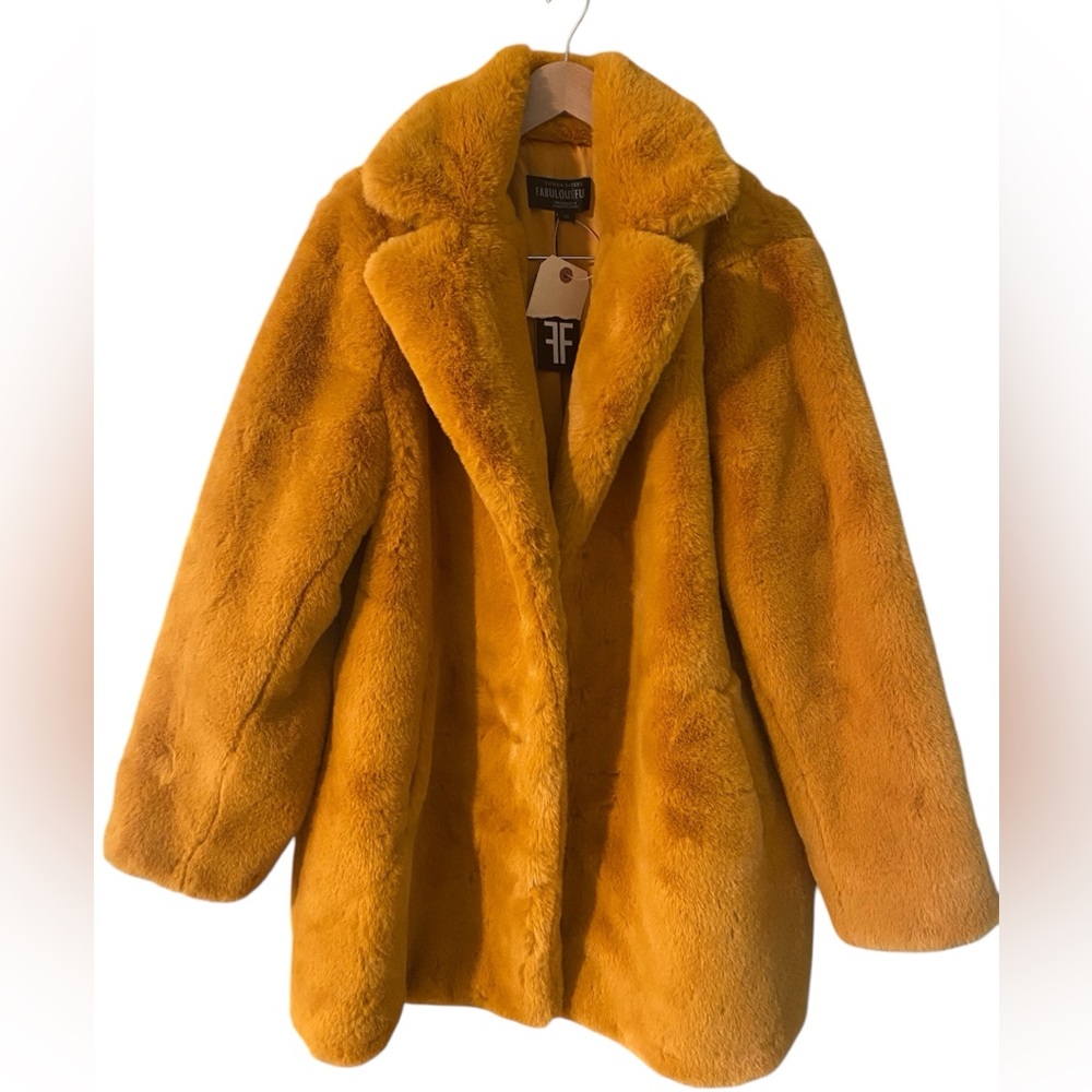 Fabulous Furs Mustard Yellow Teddy Coat
